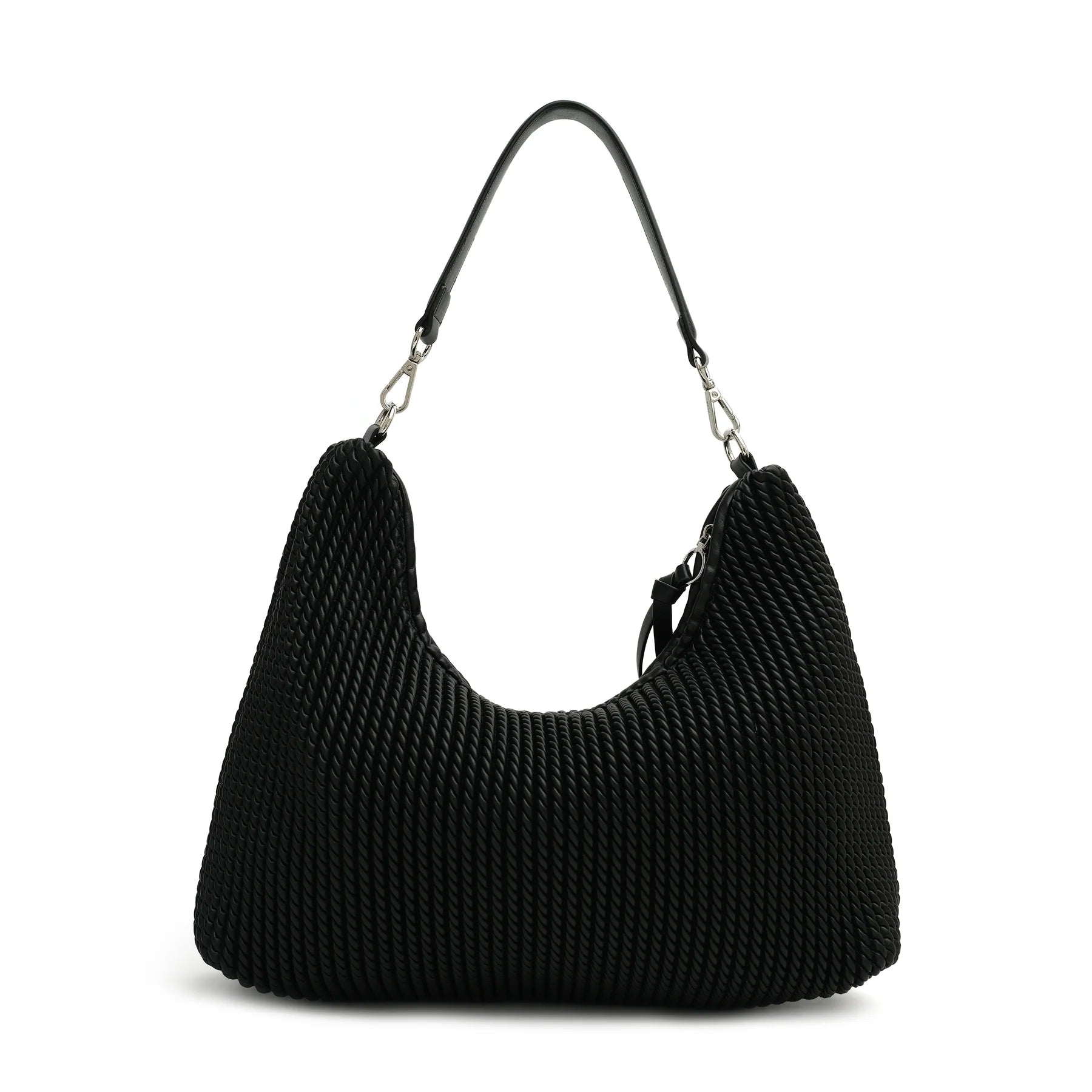 statement texture purse, lightweight black shoulder bag