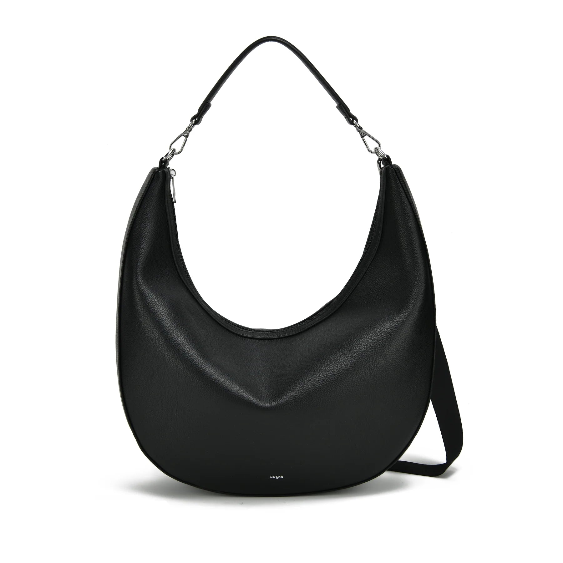 soft structure handbag black, womens crossbody purse black, modern black shoulder bag, casual chic black handbag