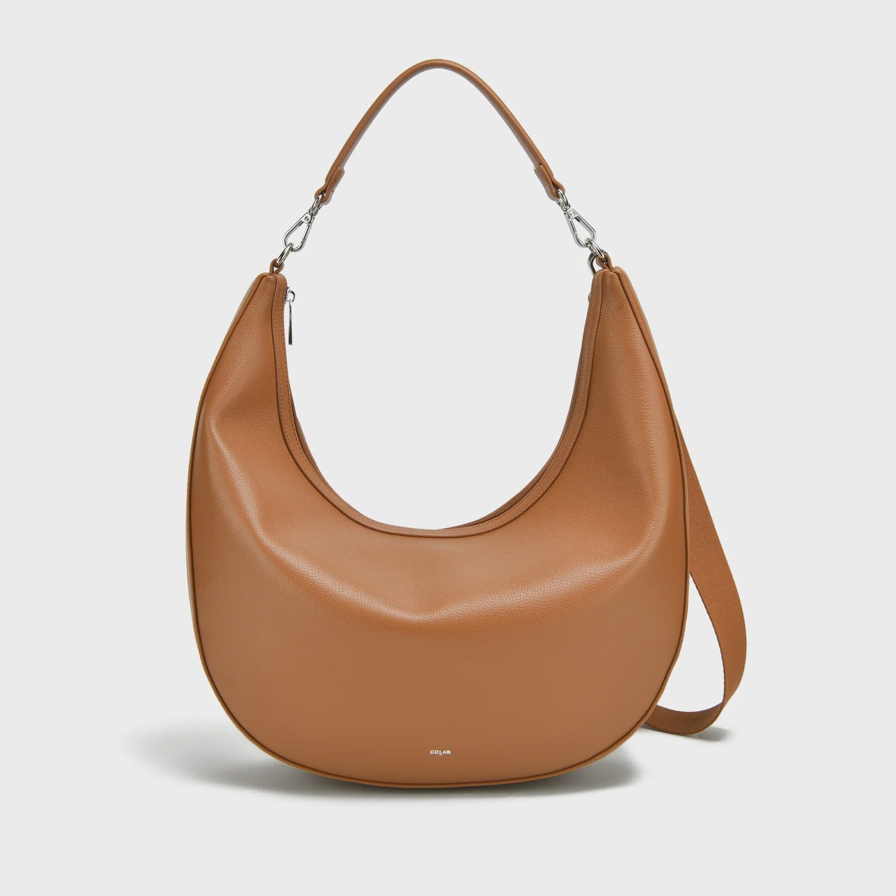 COLAB, brown shoulder bag women, brown crossbody bag, tan slouchy handbag, caramel shoulder purse, neutral brown handbag, everyday brown bag women, minimalist brown purse, soft structure handbag brown, womens crossbody purse brown