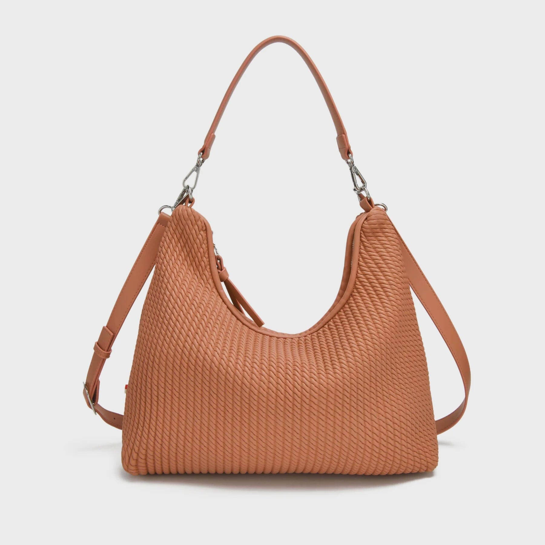 COLAB, taupe shoulder bag women, taupe textured handbag, neutral slouch bag taupe, woven taupe purse, everyday taupe handbag