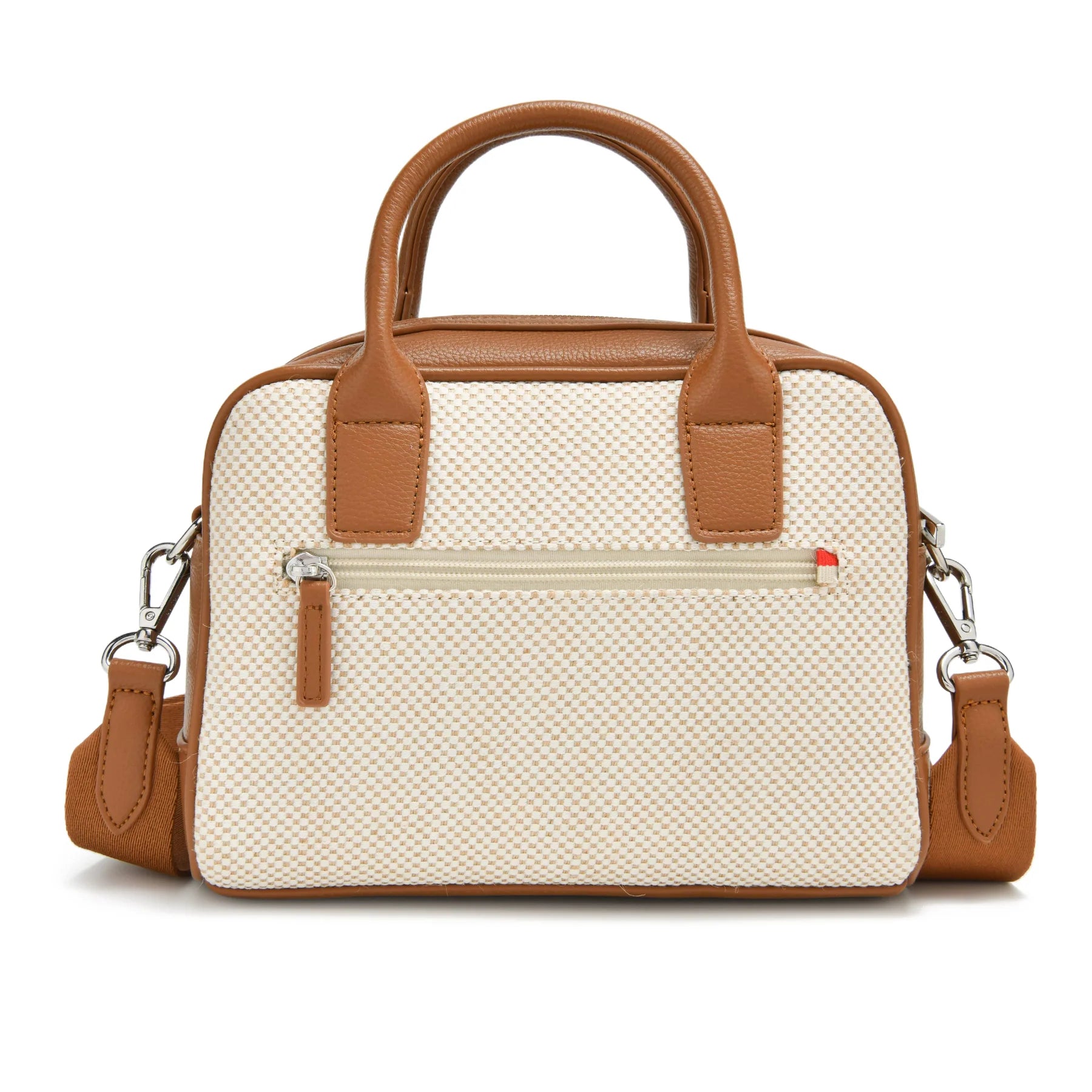 modern woven handbag, beige and tan purse, everyday mini satchel, structured crossbody purse