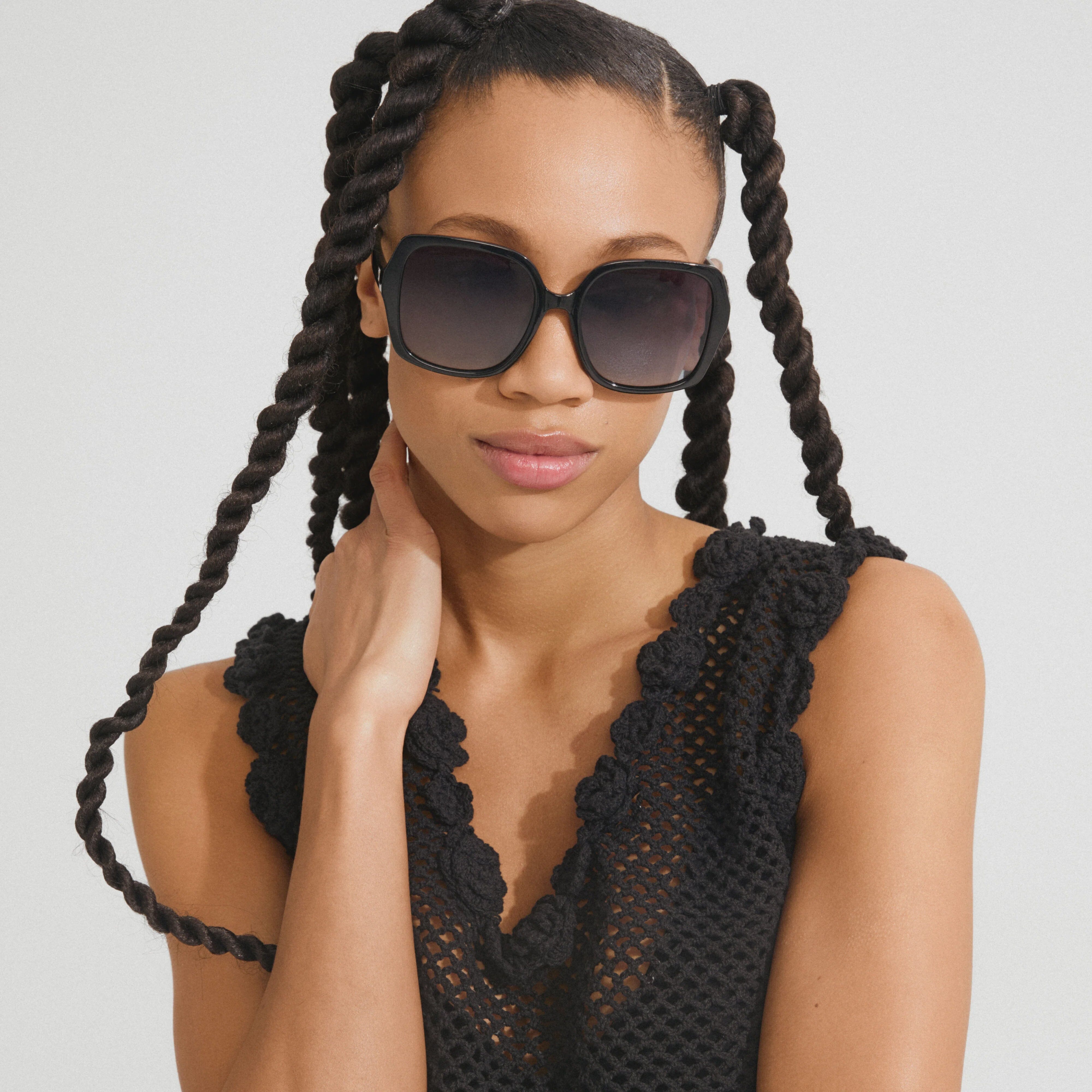 Pilgrim Sunglasses, black oversized sunglasses, square frame sunglasses, modern sunglasses women
