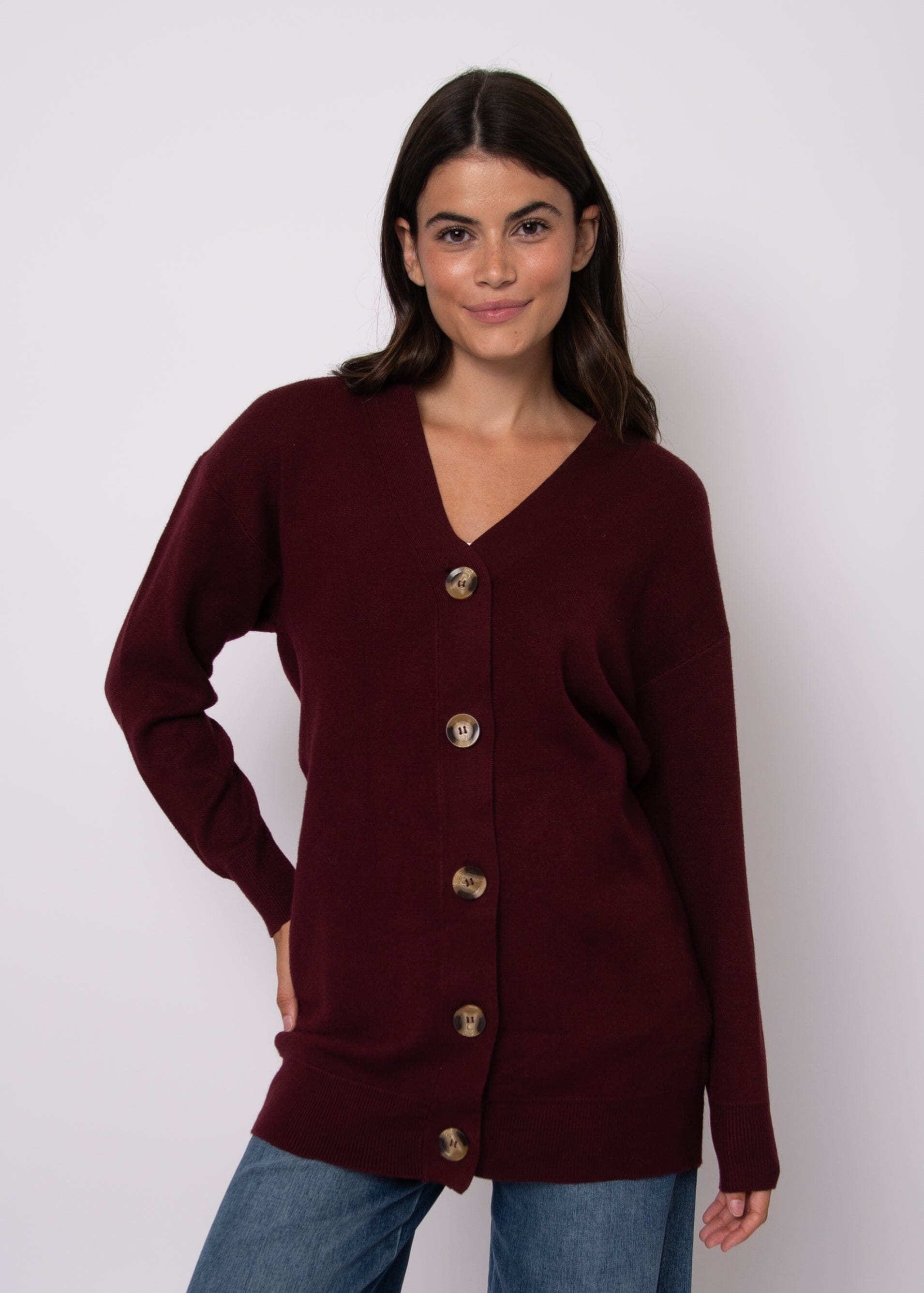 LONG BURGUNDY CARDIGAN Cardigan RD STYLE