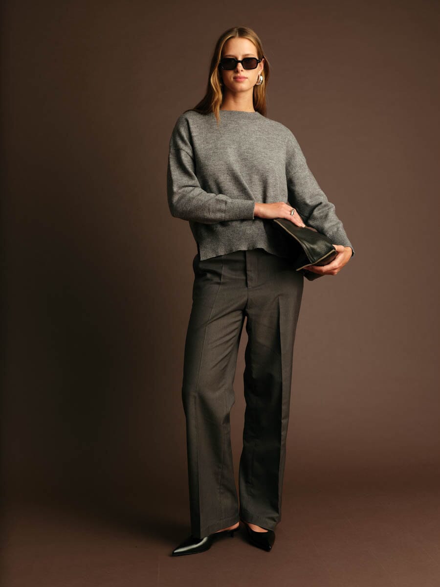 minimalist jumper, neutral knit top