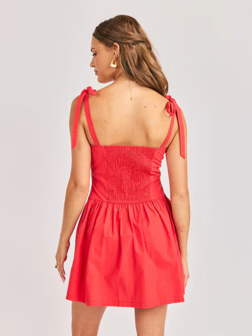 casual summer dress women, bright red dress women, women's warm weather dress, cute summer dress