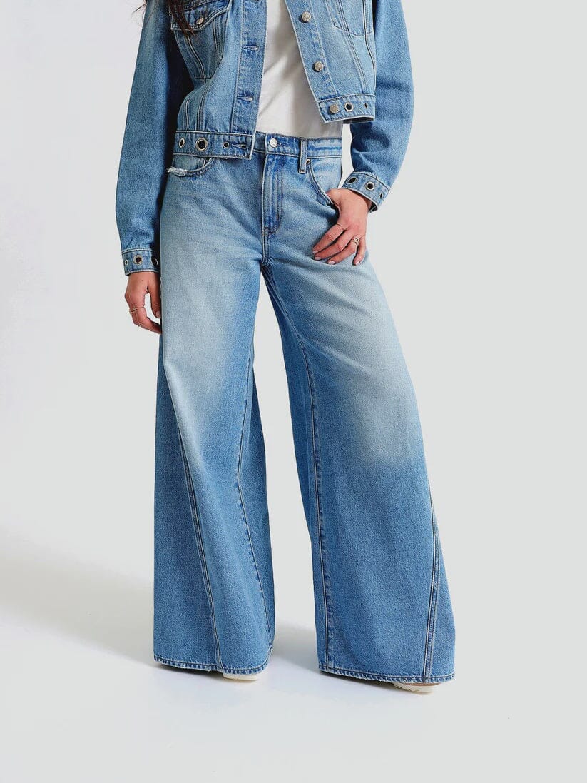 ultra wide leg jeans women, wide leg denim high rise, blue wash wide leg jeans, statement denim women, full length wide leg jeans
