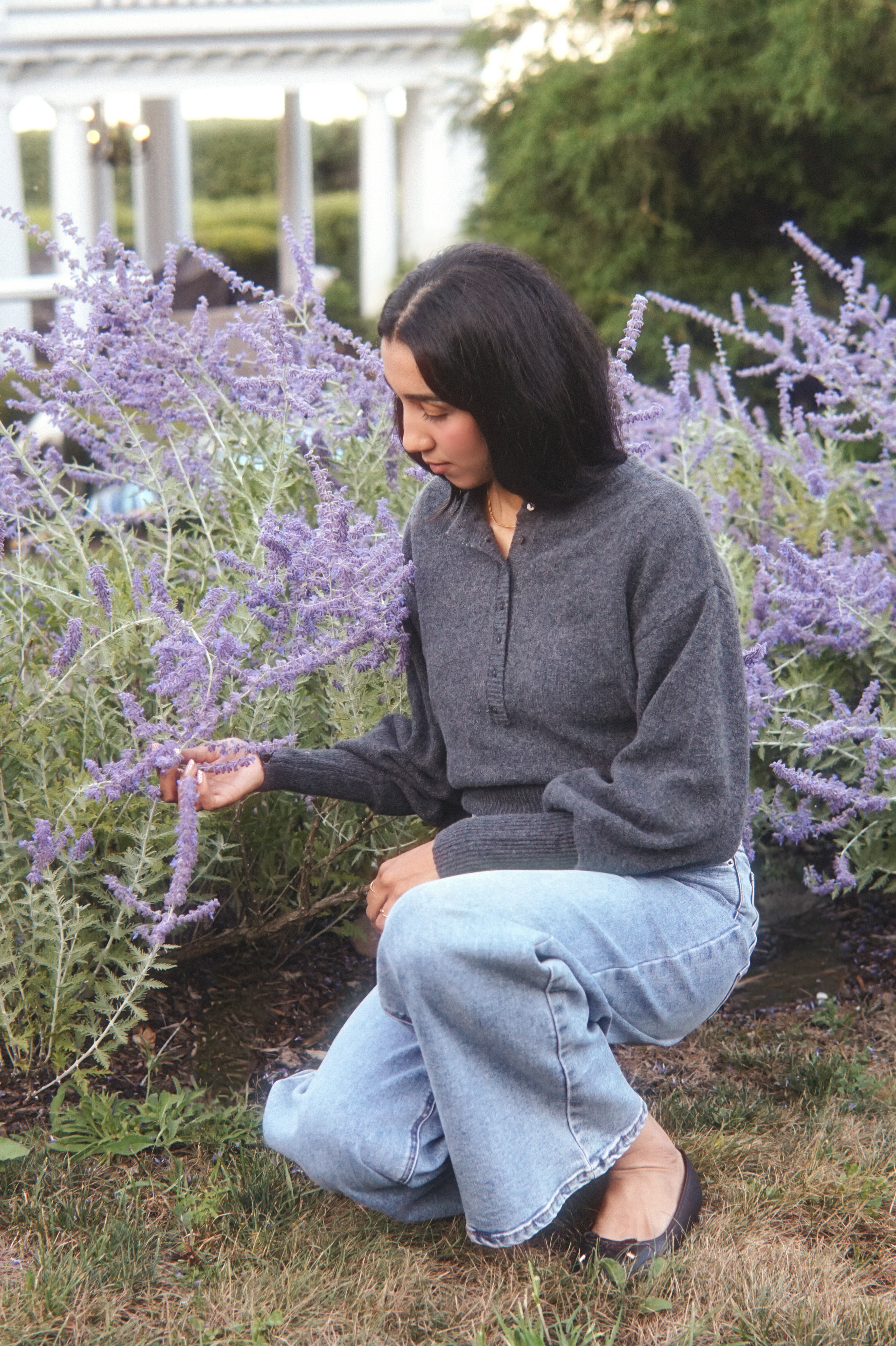 DARK GREY HENLEY SWEATER
