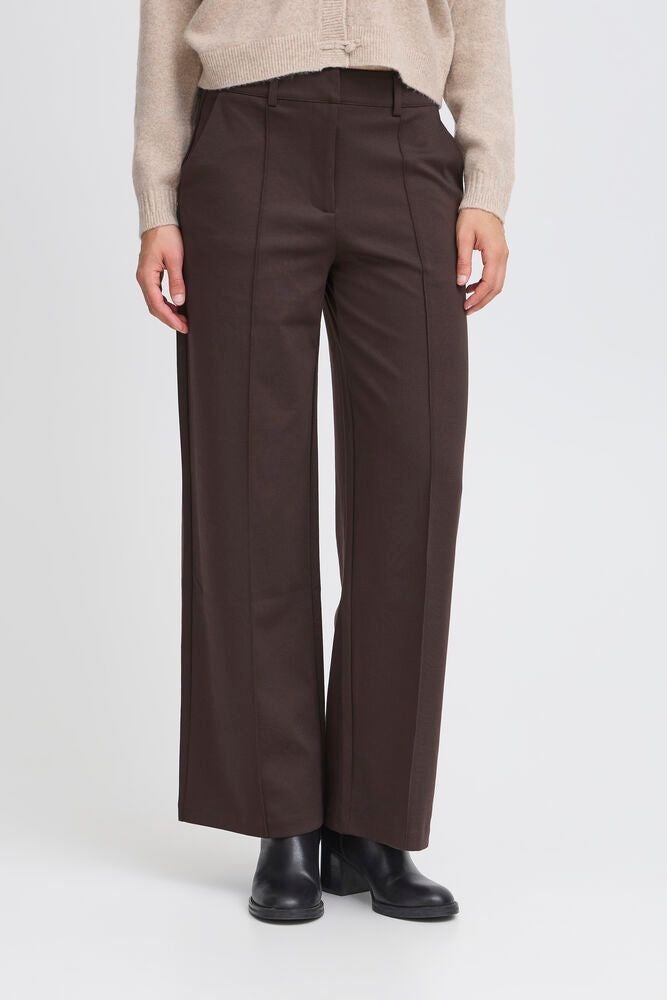 KATE OFFICE WIDE LEG TROUSER (CHOCOLATE)