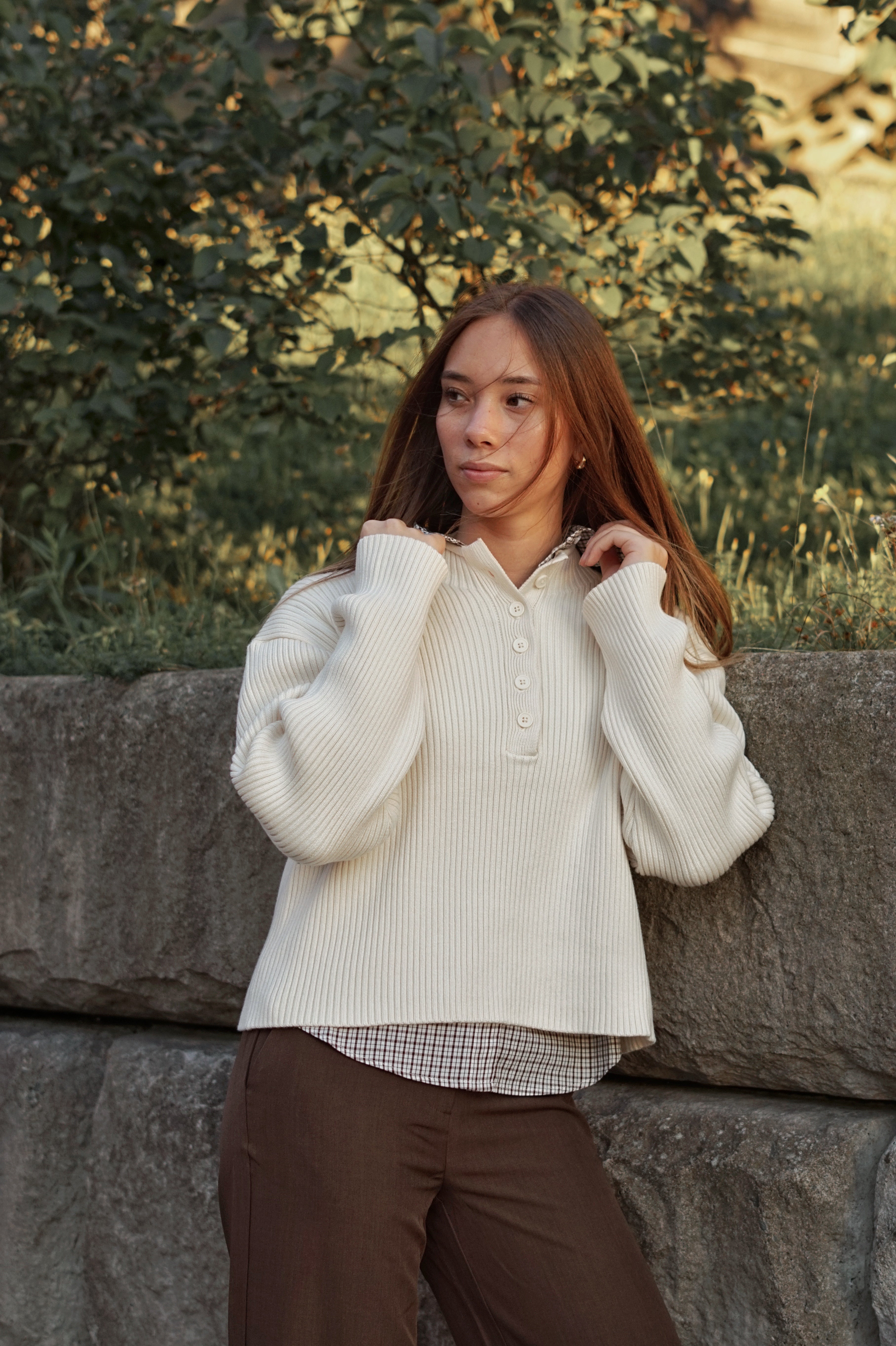 Hadley Button-Neck Sweater- birch