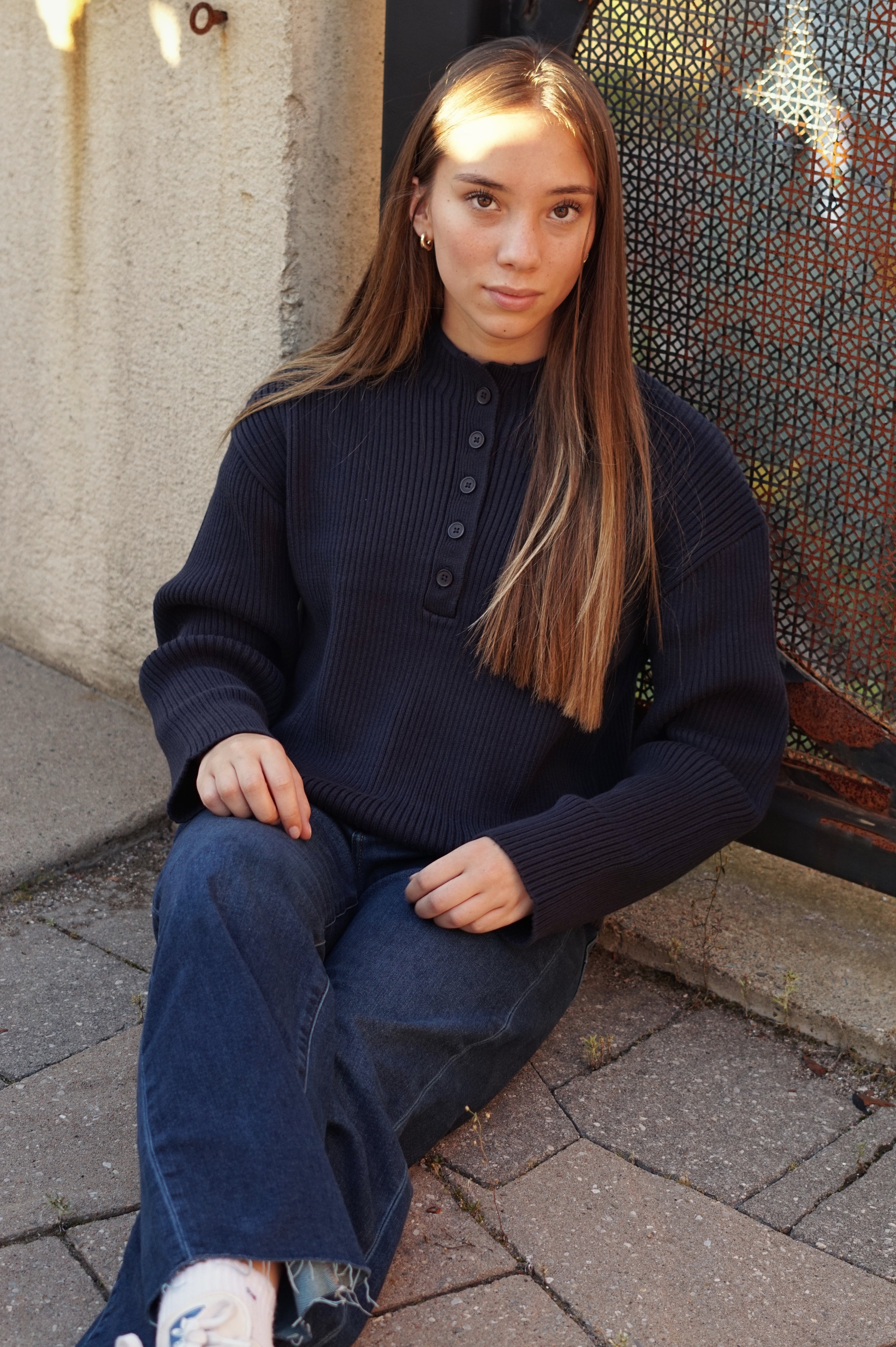 Sutton Cowl Neck Sweater- Blue