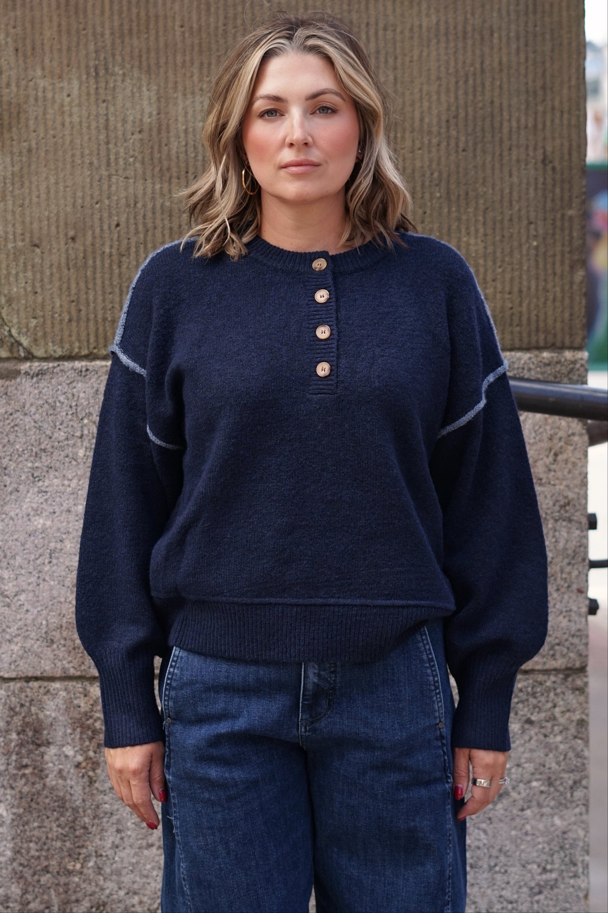 The Inside Line Henley Sweater – Navy