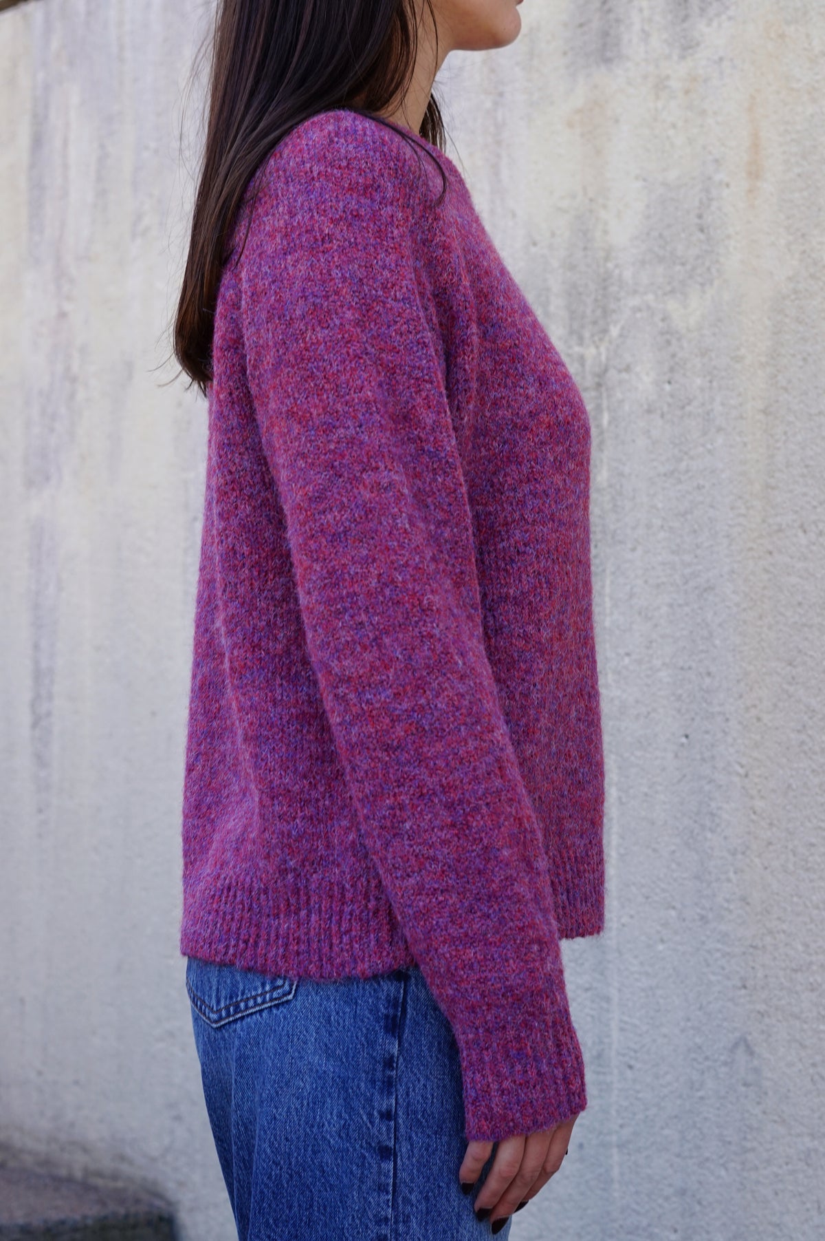 The Just-Right Crewneck Sweater- Fuchsia
