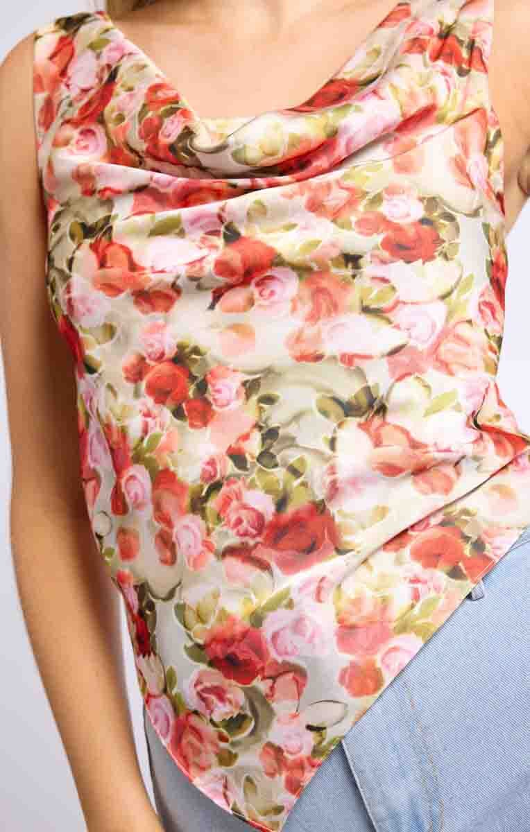 FLORAL COWL NECK TANK Top SADIE AND SAGE