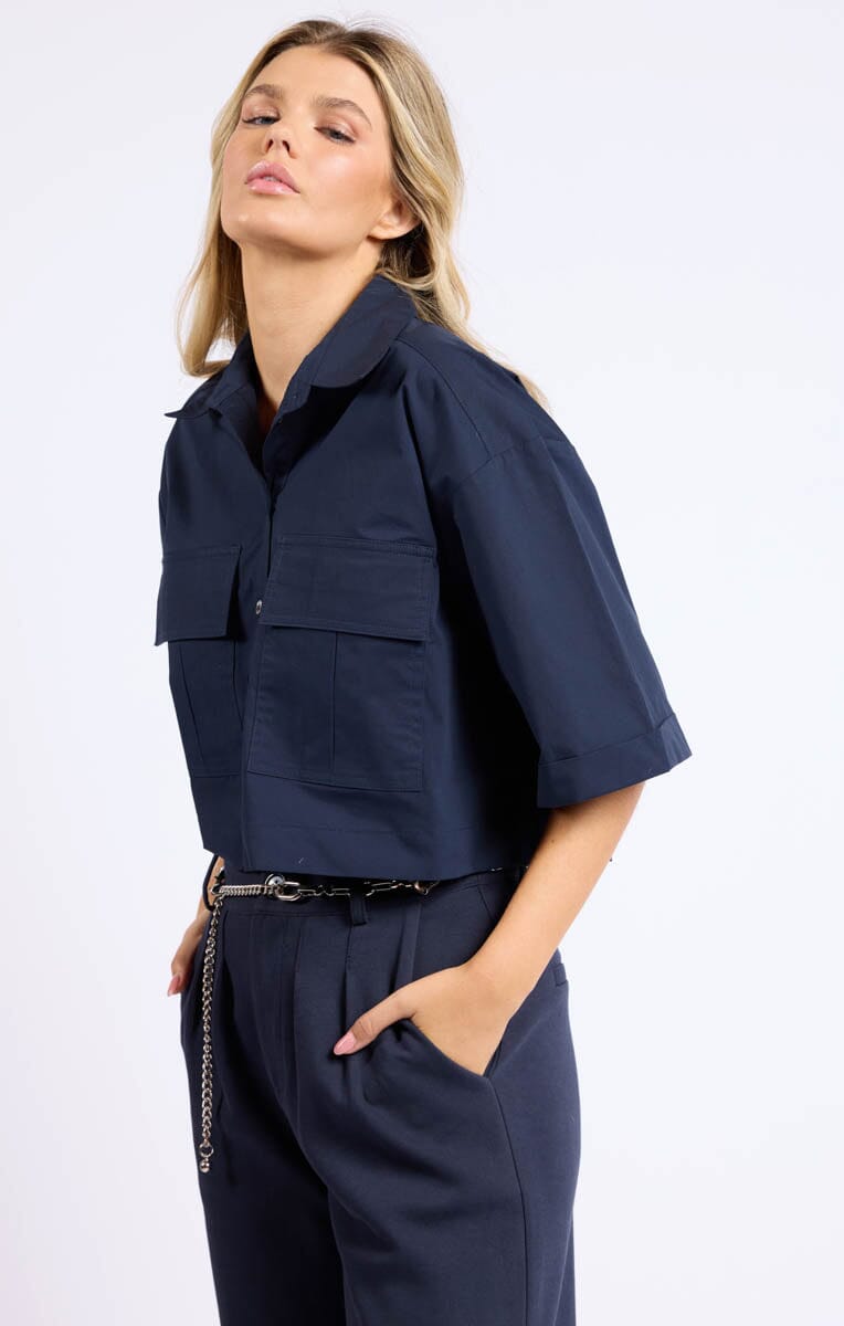 cropped utility blouse