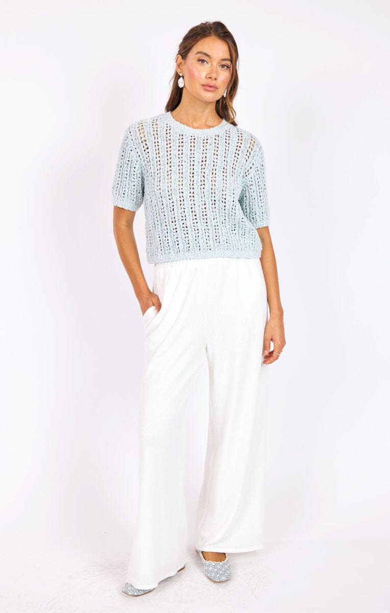 OPEN KNIT BABY BLUE TOP Top SADIE AND SAGE