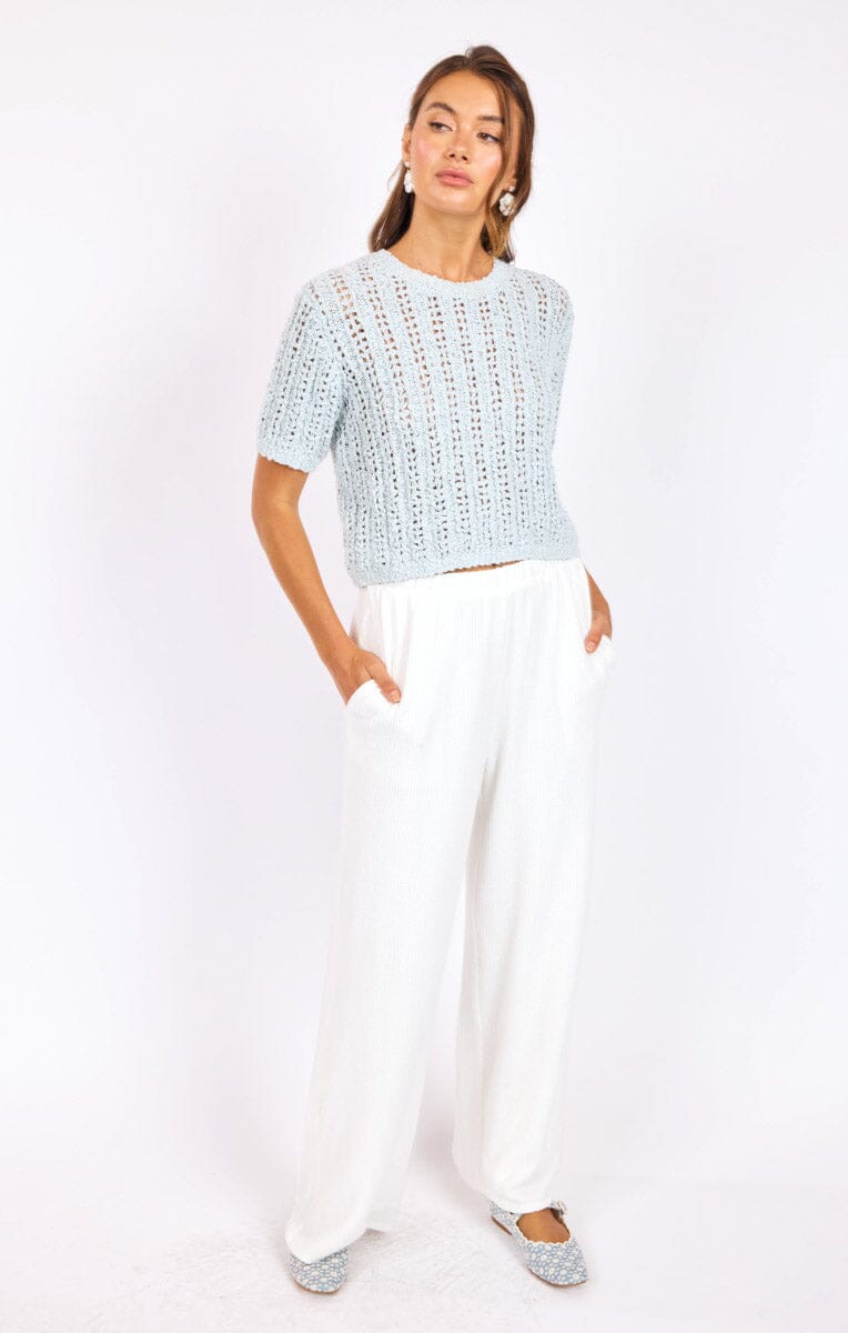OPEN KNIT BABY BLUE TOP Top SADIE AND SAGE