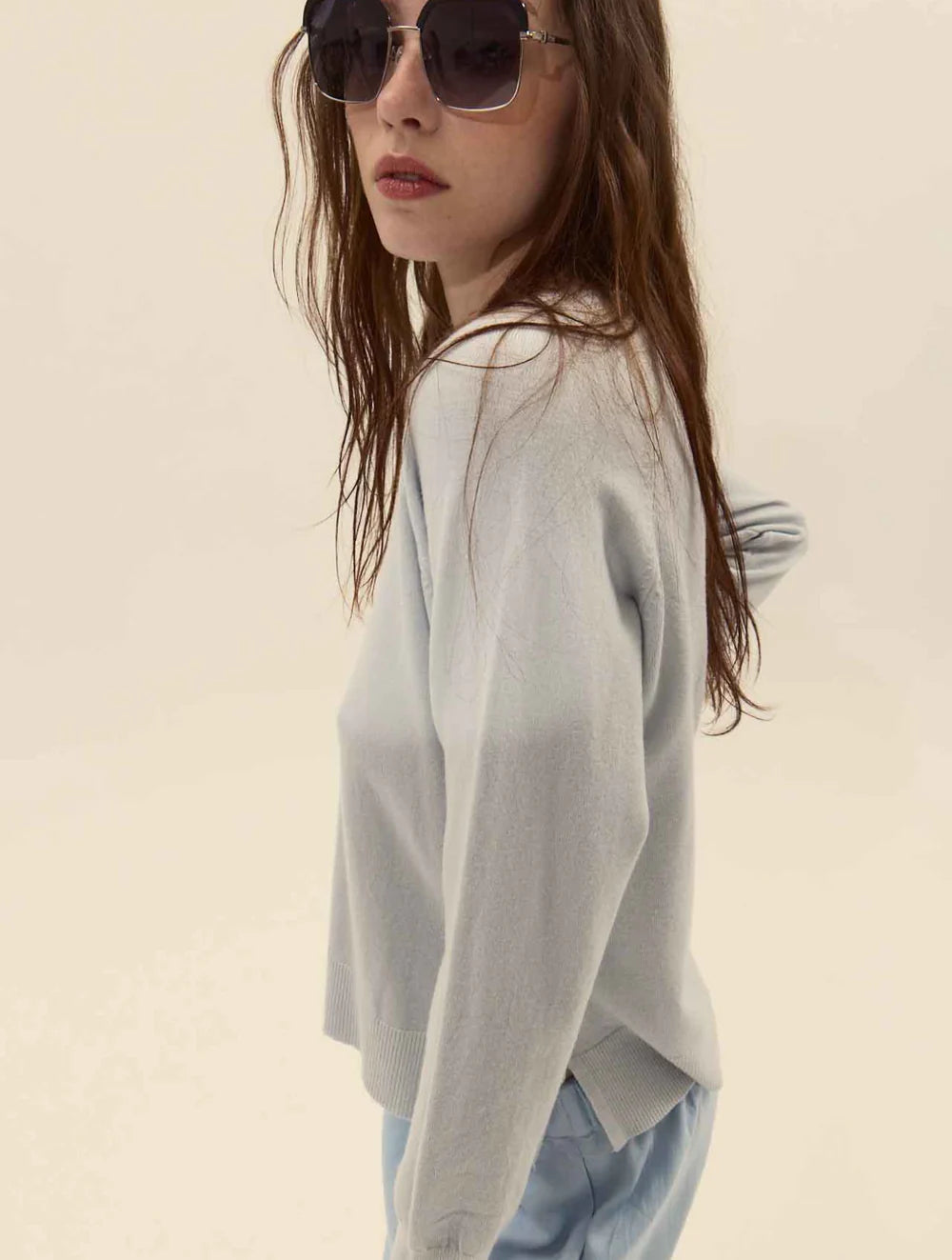 pastel blue sweater women, sky blue capsule wardrobe knit, blue everyday sweater women