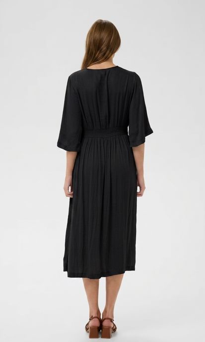 SOFT STRUCTURE EMPIRE WAIST MIDI DRESS