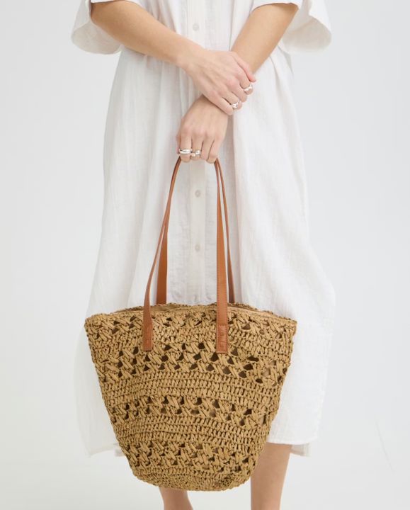 OPEN KNIT WOVEN TOTE BAG