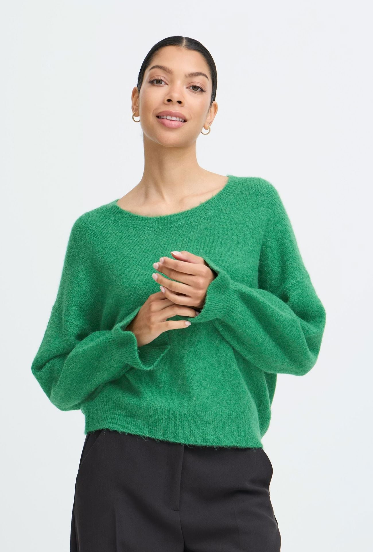 GREEN WOOL MIX SWEATER, B YOUNG