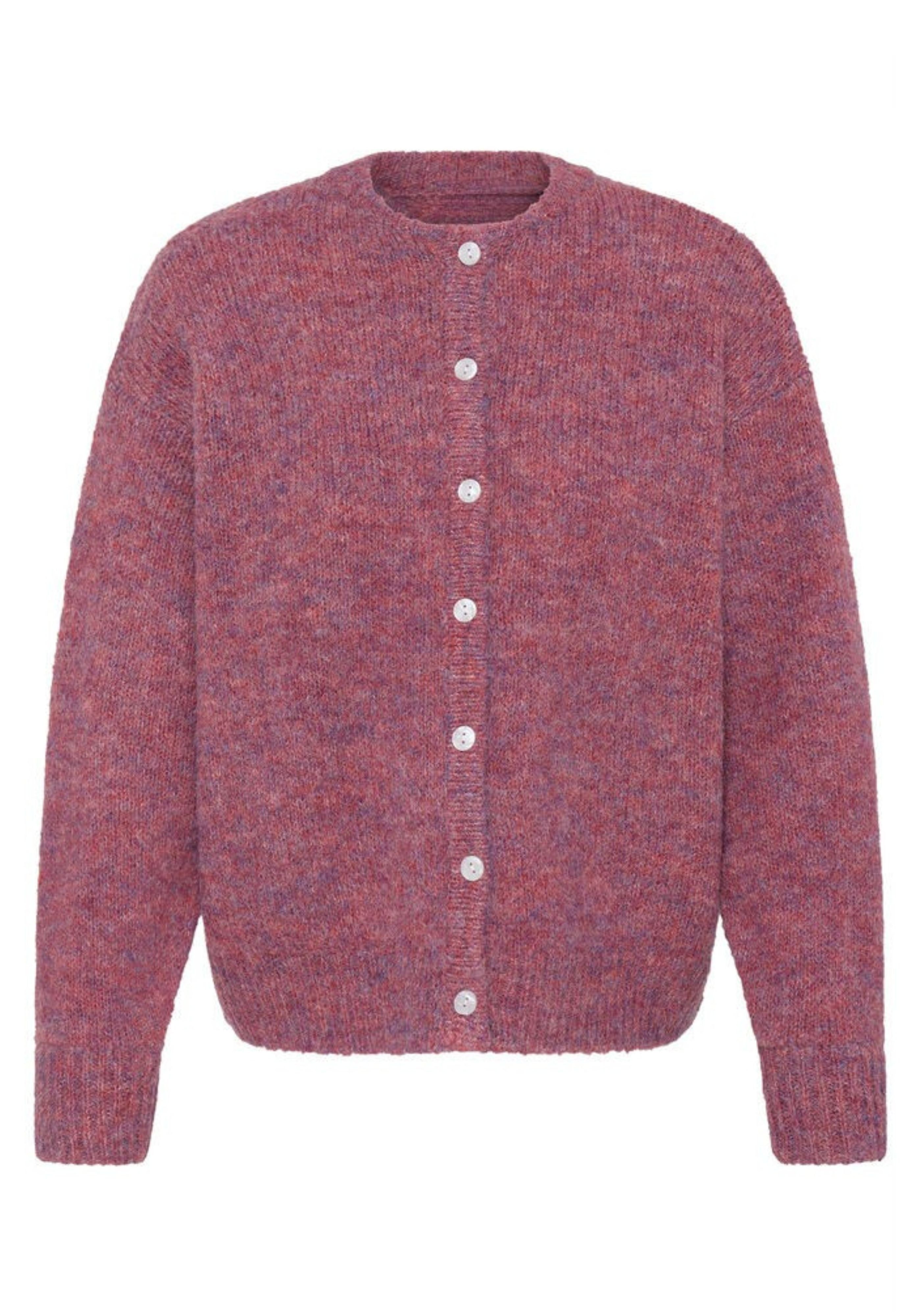 Brushed Crew Cardigan- Pink
