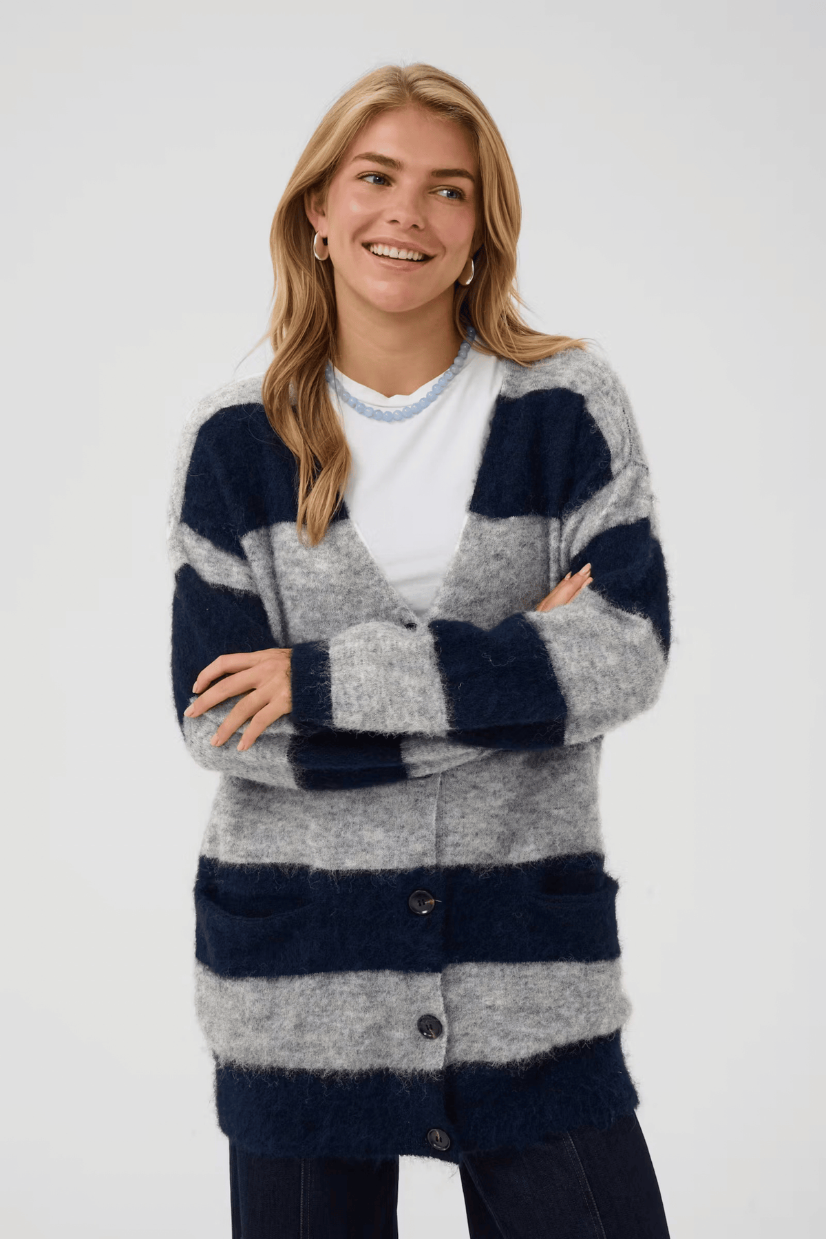 NORA BRUSHED STRIPE CARDIGAN
