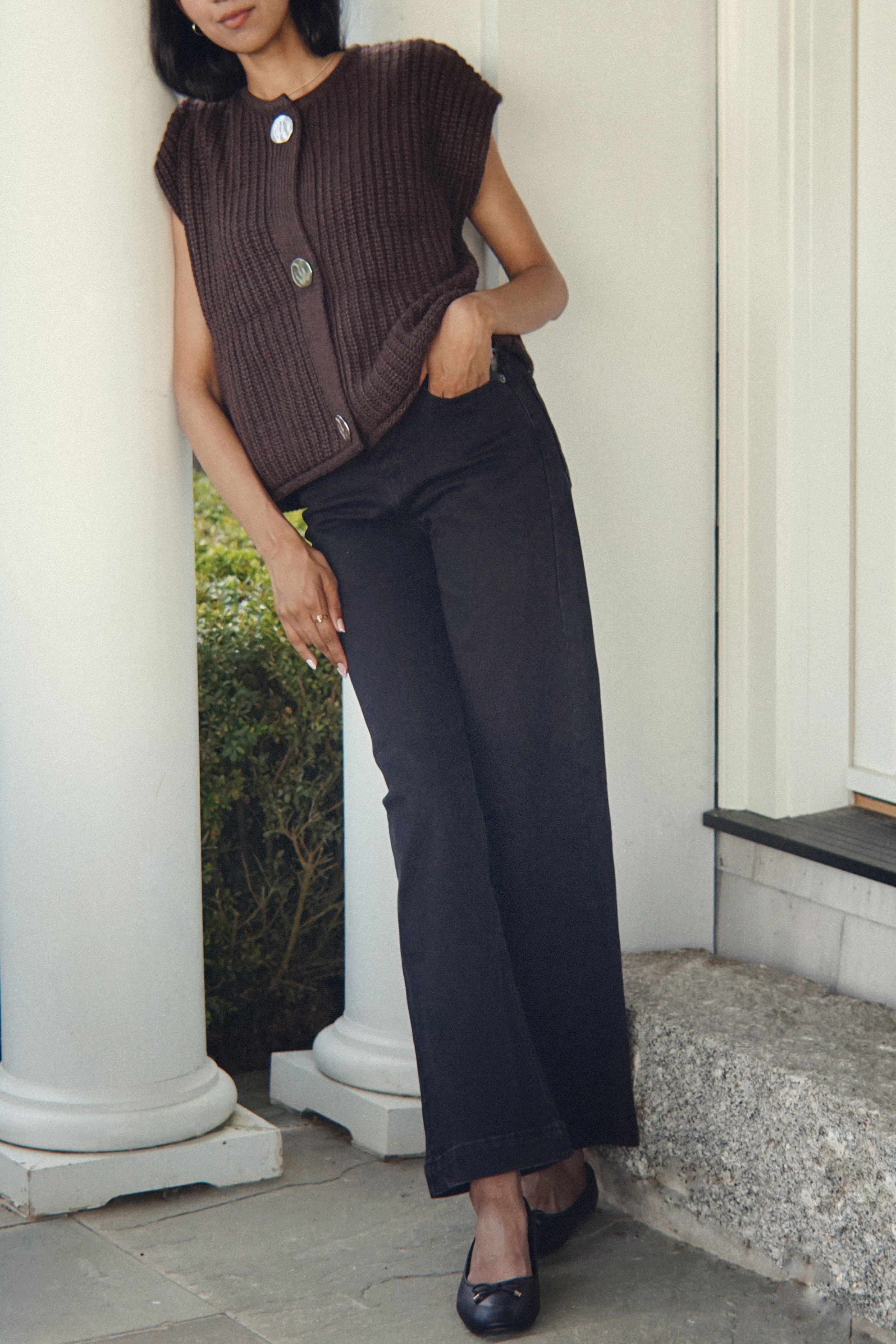 SLOANE STRETCH WIDE LEG JEAN- BLACK
