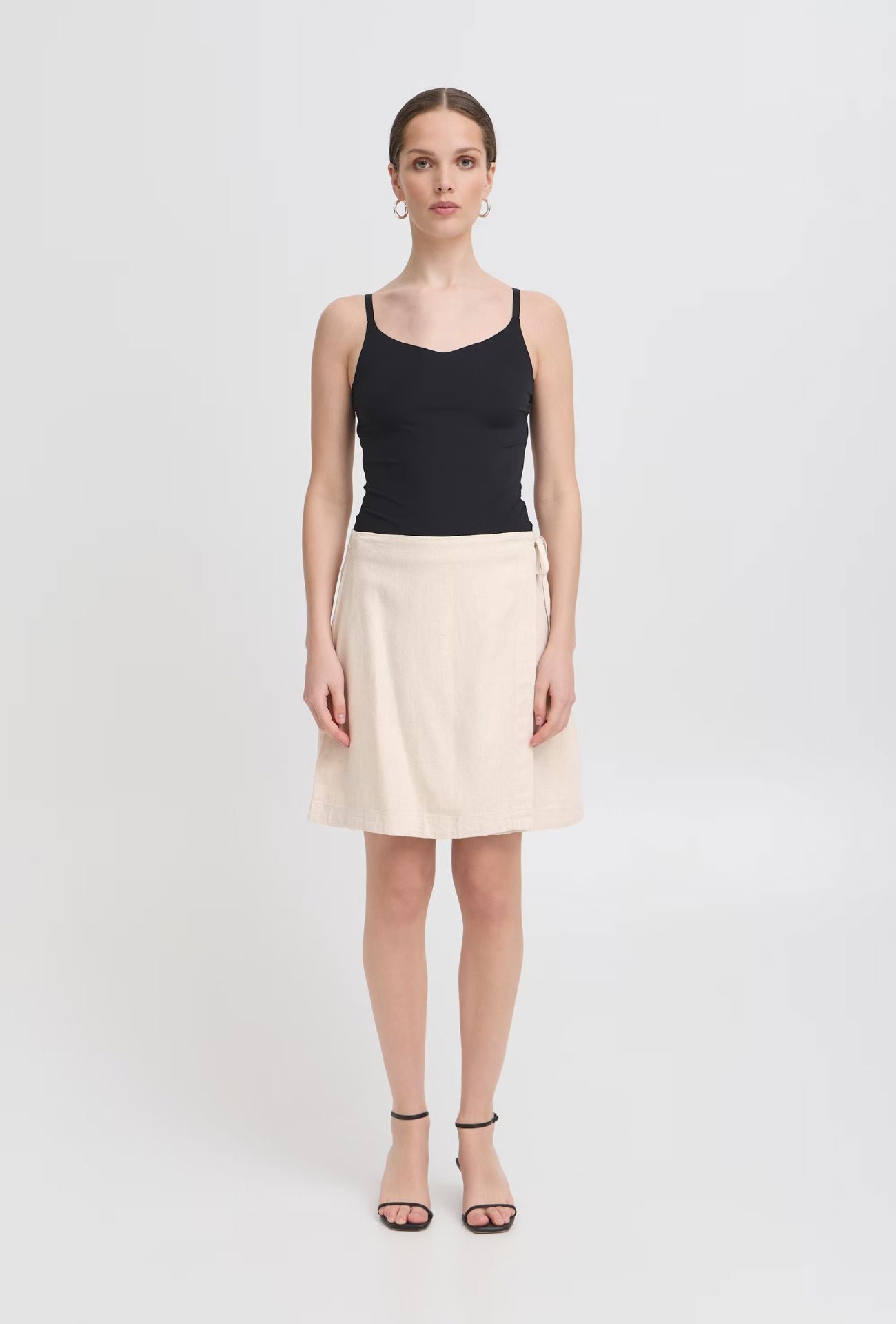 NATURAL ECRU LINEN SKIRT Top ICHI