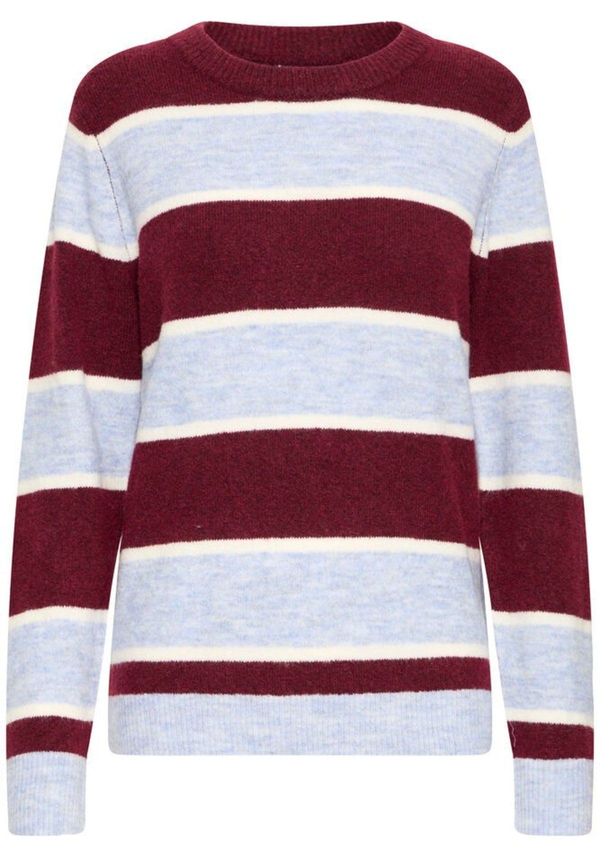 LIGHT KNIT STRIPE SWEATER (BURGUNDY+BLUE)
