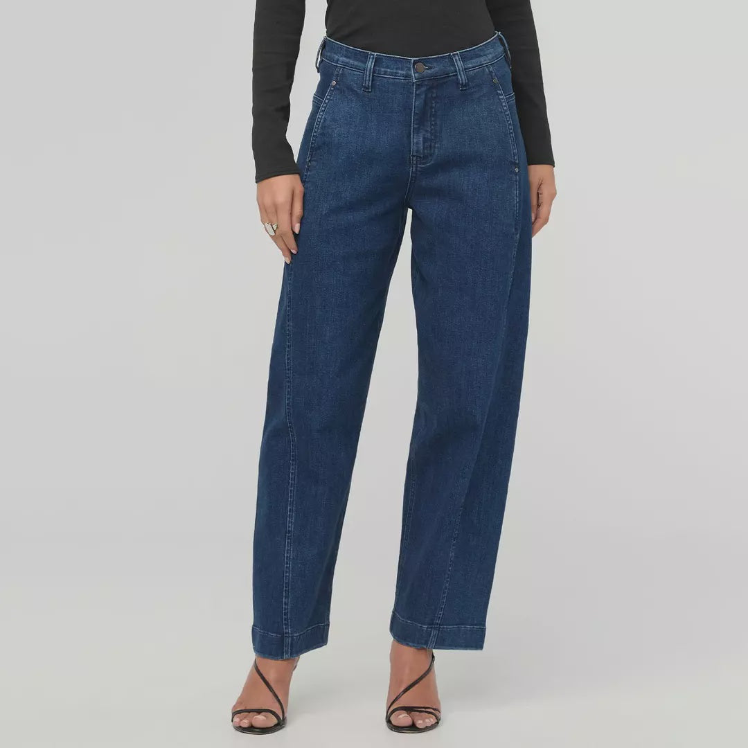 Dark Stone High Rise Barrel Denim