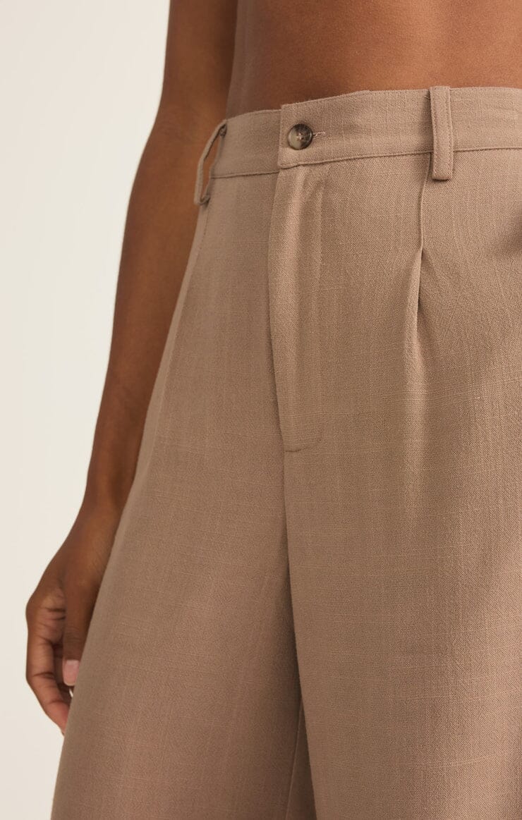 lightweight flowy pants, brown linen blend pants