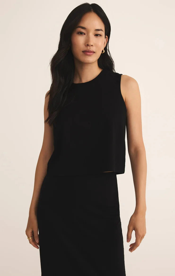 soft black crop top, chic cotton basics, elevated black top, modern wardrobe staple