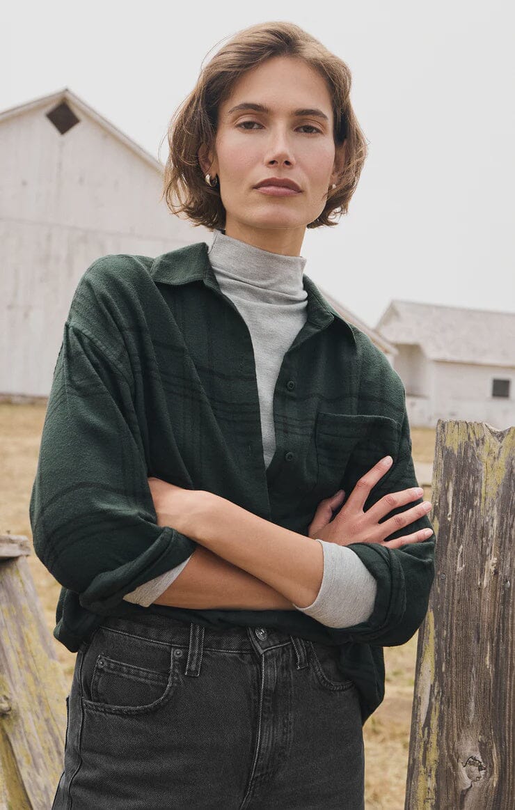 RIVER PLAID BUTTON DOWN Top z supply