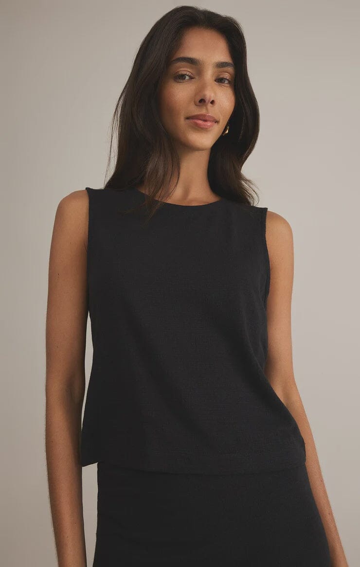 SLOANE TEXTURED TOP (BLACK) Top z supply