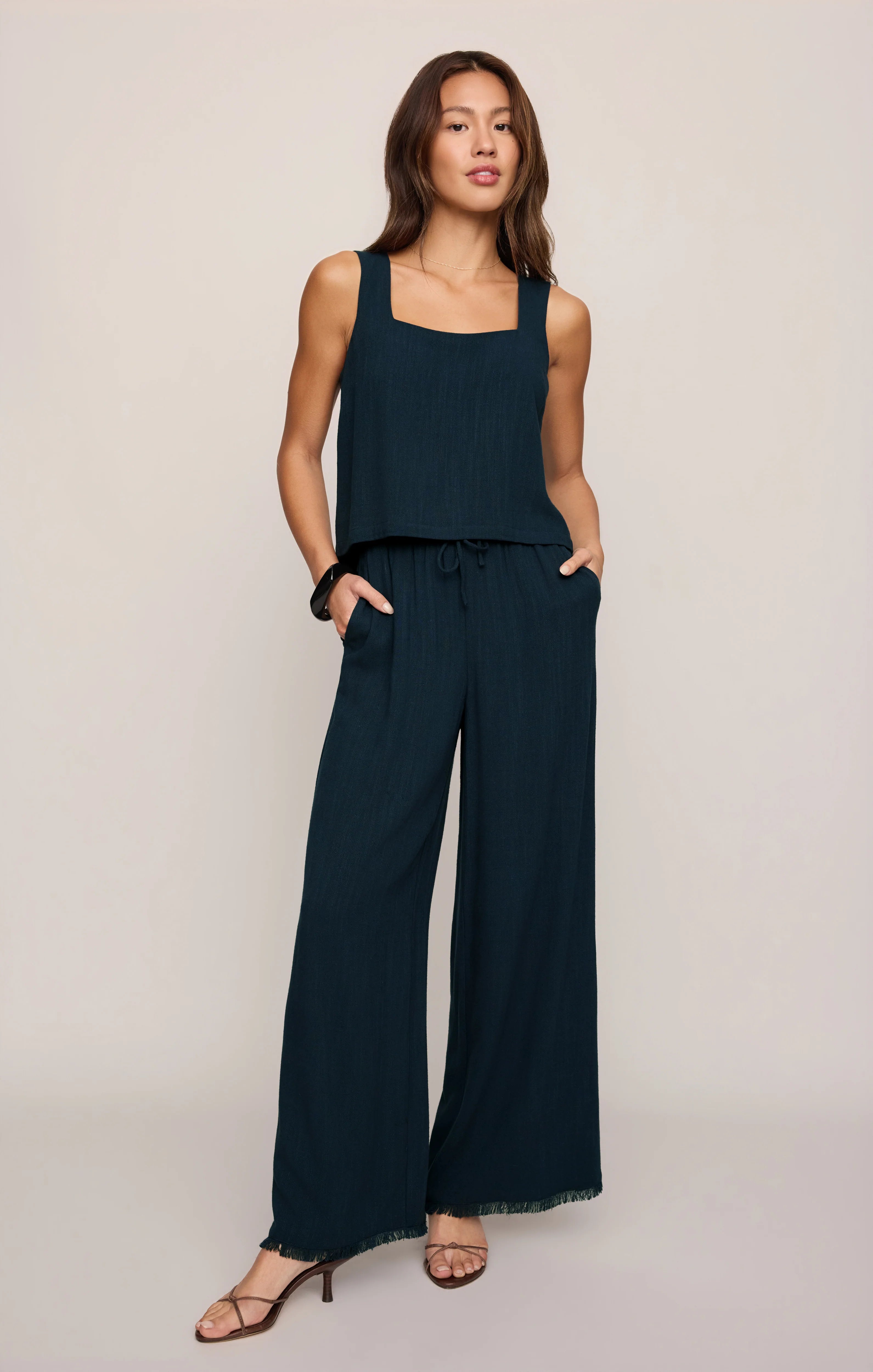 linen matching set women, relaxed fit tank top, summer wardrobe essentials, versatile women's tops