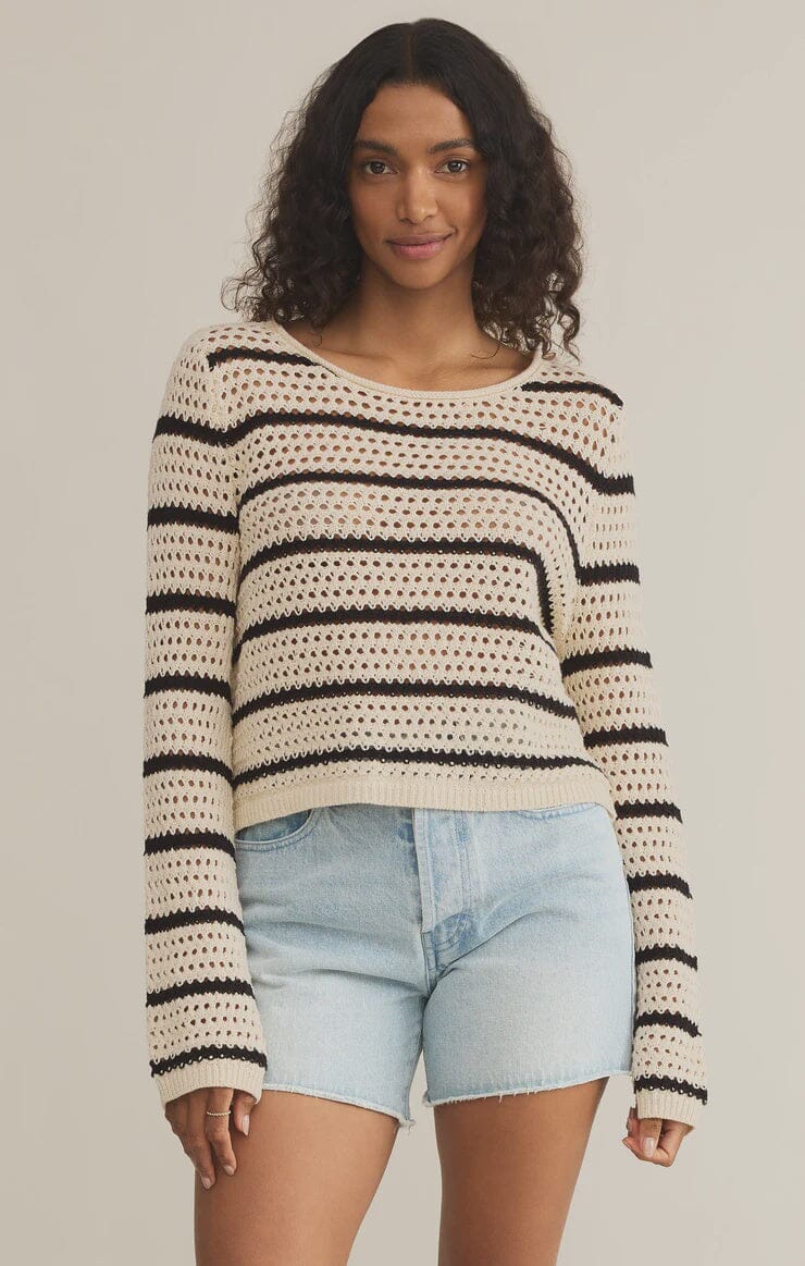 KNIT STRIPE CROCHET SWEATER Sweater z supply