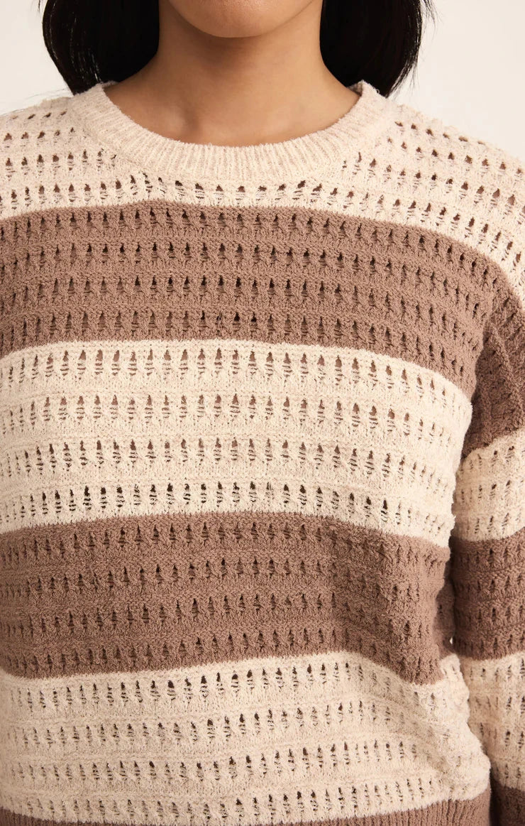 neutral open-weave sweater