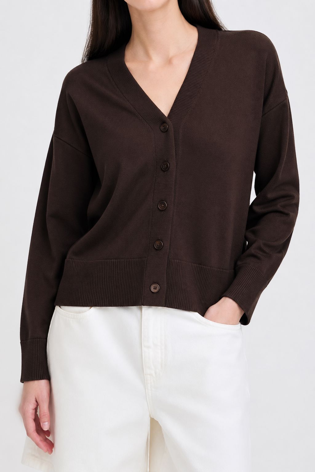 SOFT KNIT V NECK CARDIGAN (JAVA)