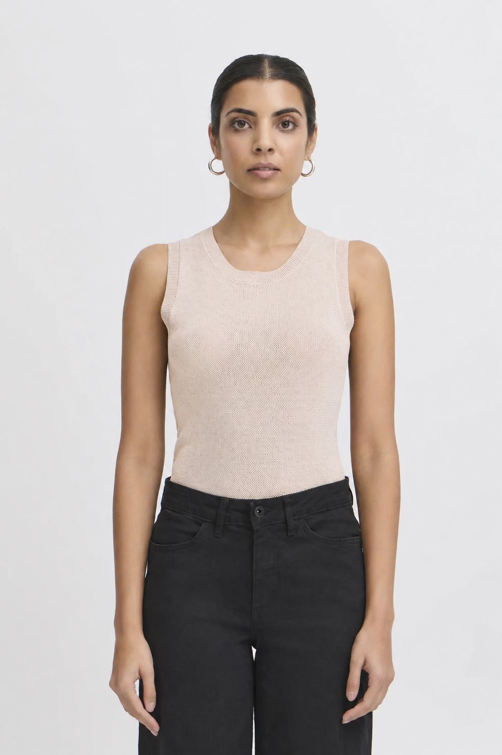 KNIT SLEEVELESS TOP (BIRCH) Top ICHI