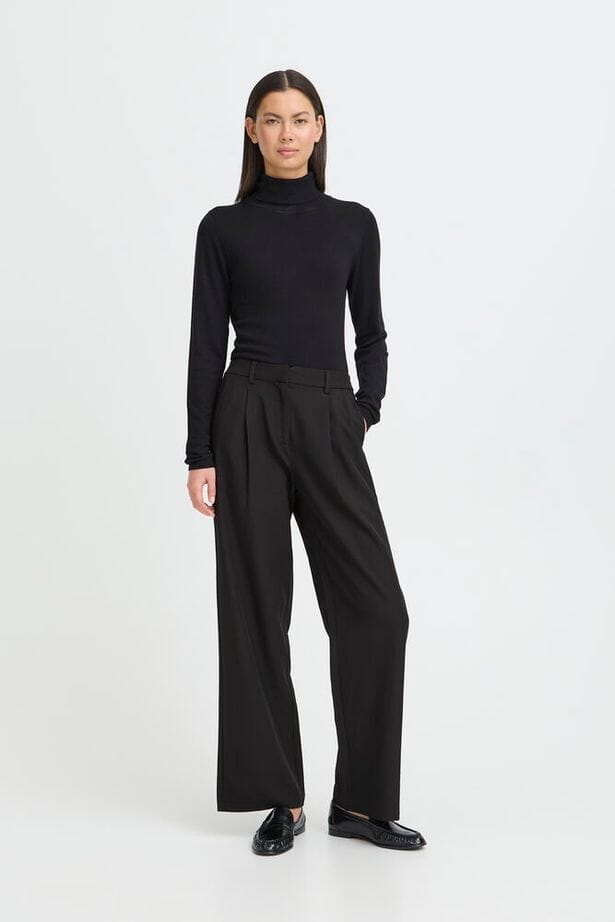 minimalist black pants women, polished casual trousers