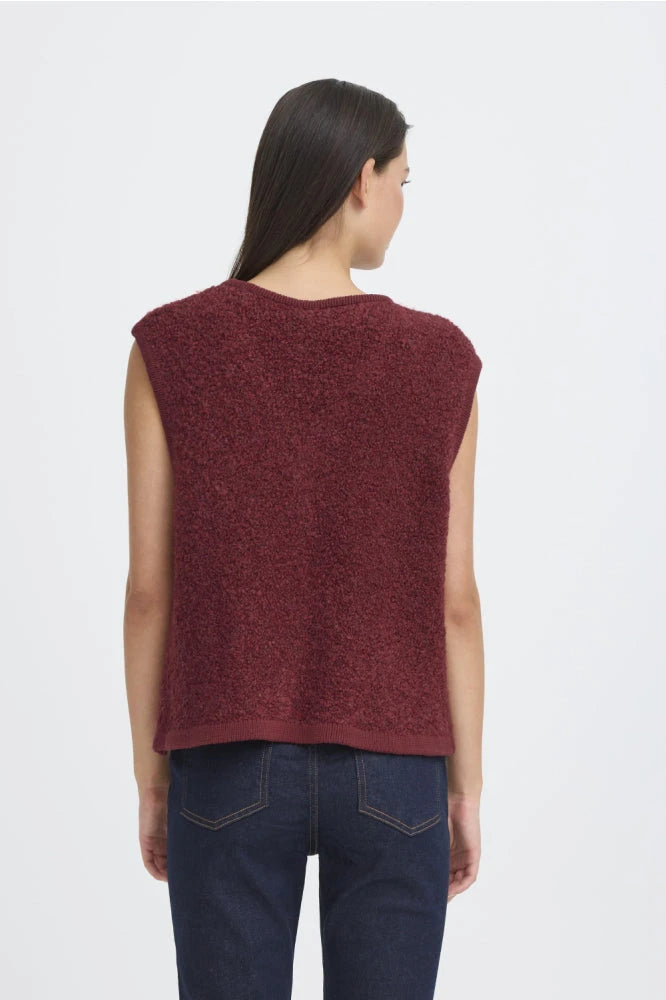 women’s burgundy vest, casual knit layering piece