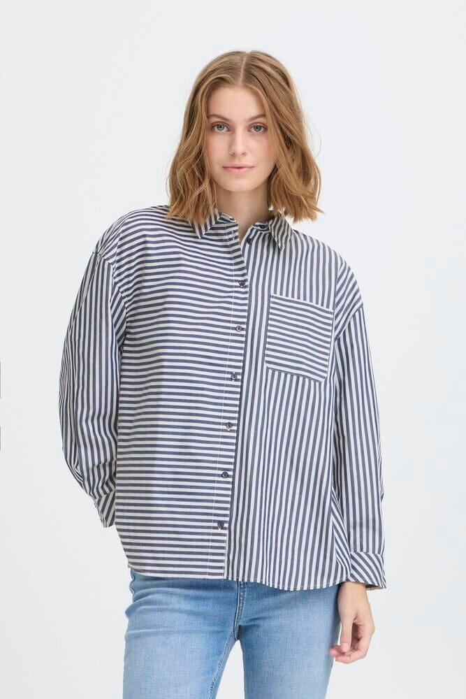 NOA STRIPE BUTTONDOWN Top, striped button up, ICHI