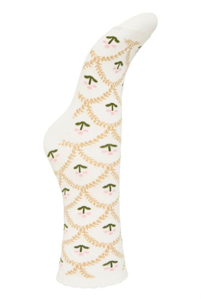 FLORAL PATTERNED SOCK, ICHI, yellow floral socks