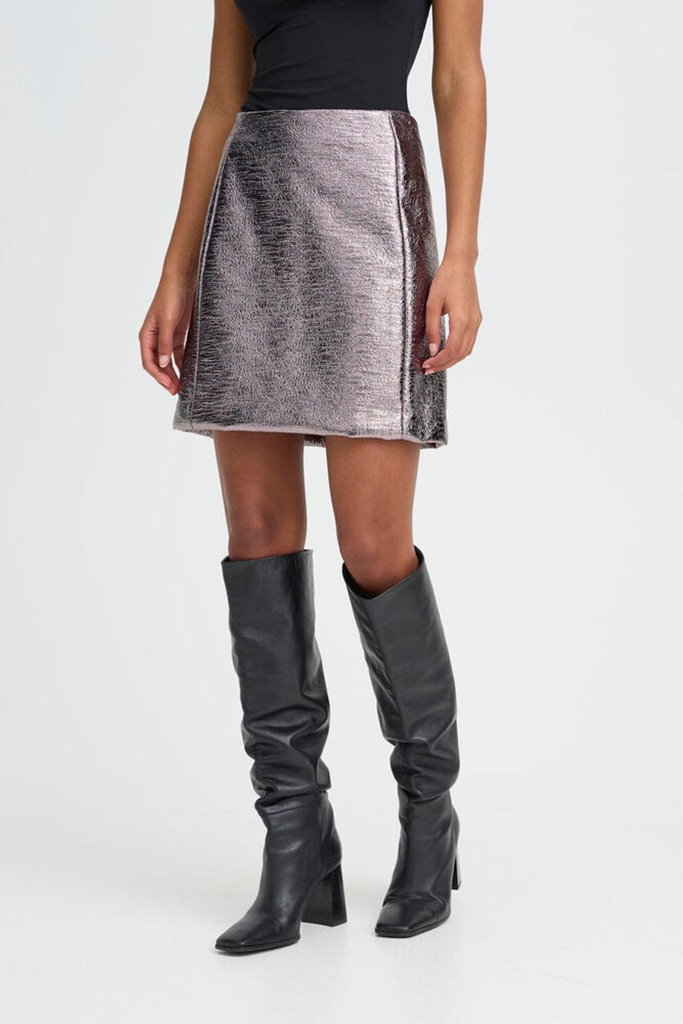 METALLIC MINI SKIRT, ICHI