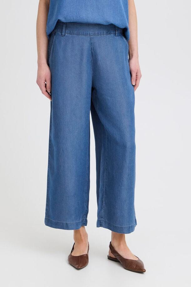 lightweight denim trousers women, blue wide leg pants women denim look, soft denim pants women blue, pull on denim trousers women