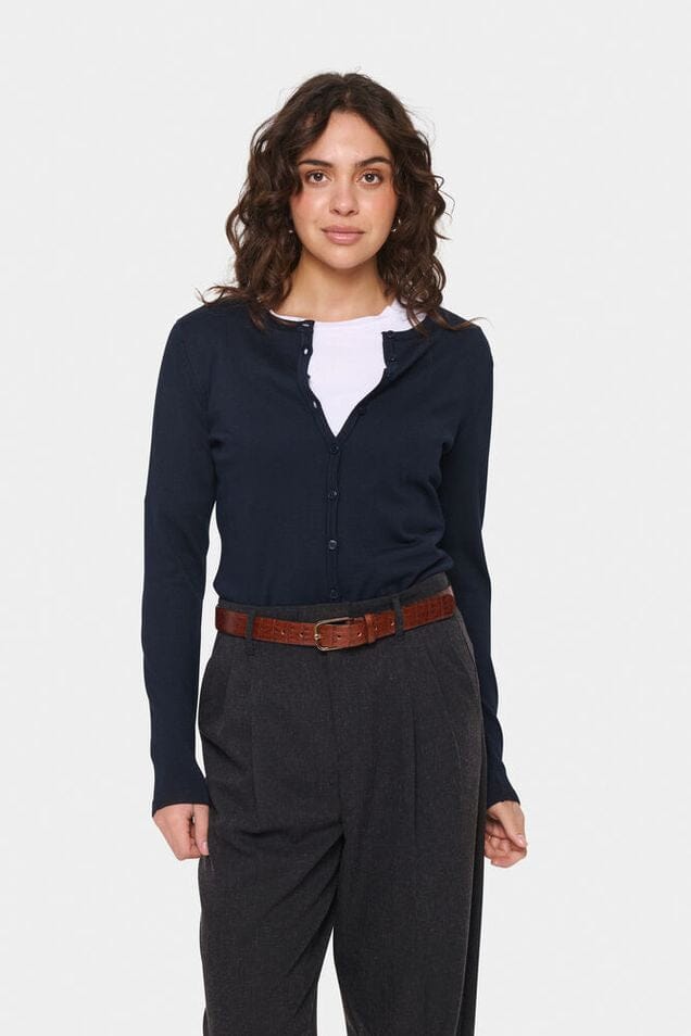 everyday wear cardigan navy, navy button front cardigan women, classic navy cardigan women