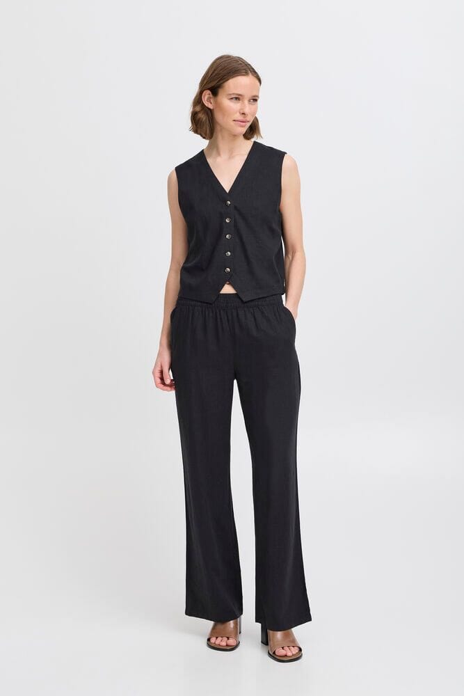 BLACK BUTTON UP VEST Jacket B YOUNG