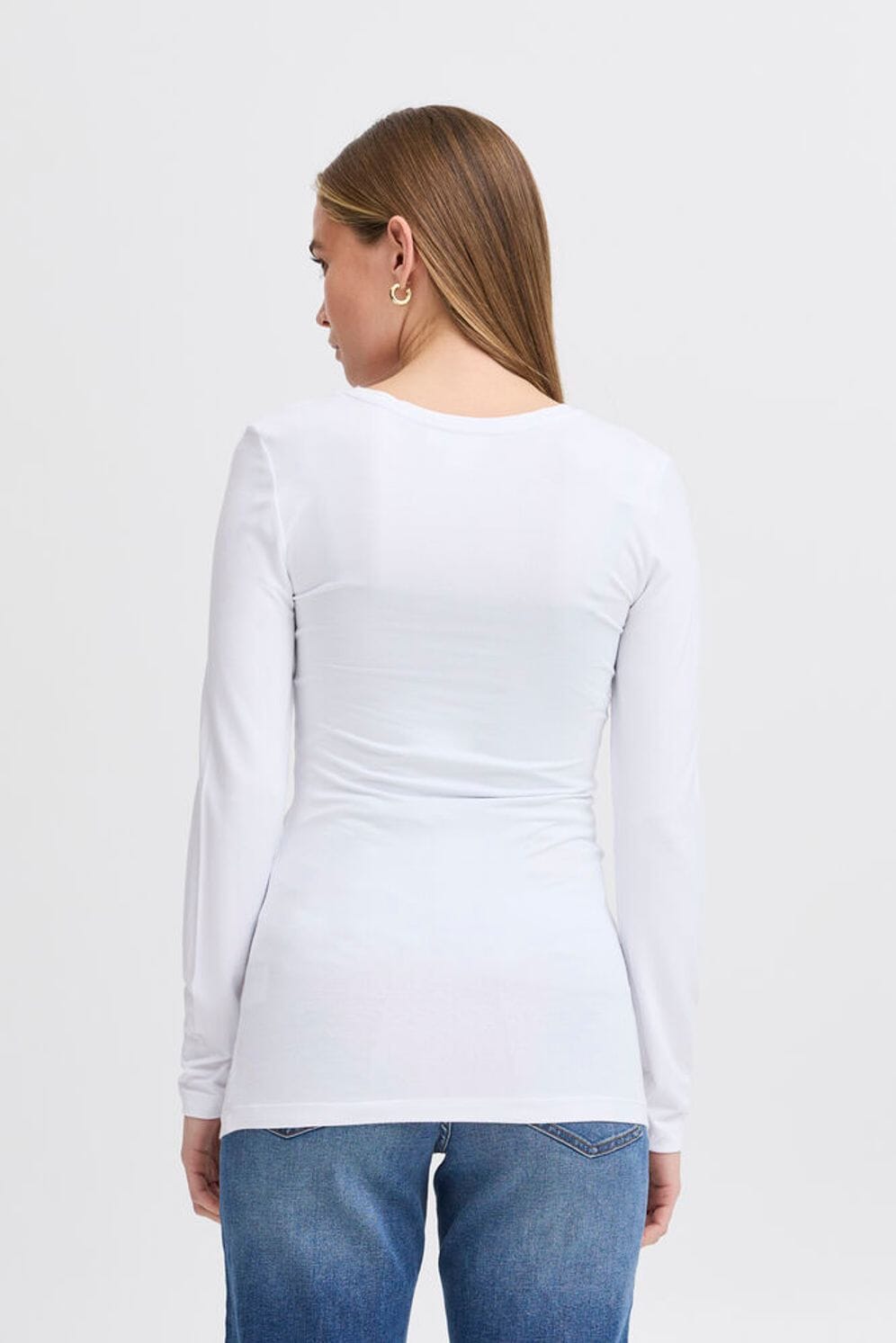 classic white long sleeve basic, ICHI