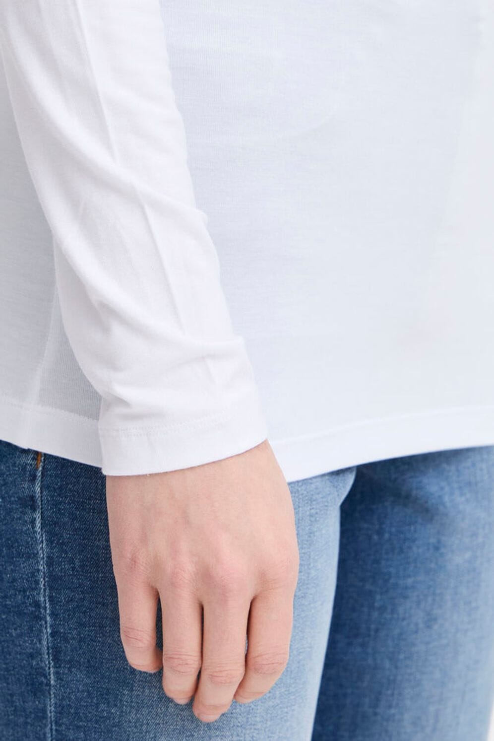 white long sleeve tee women, ICHI