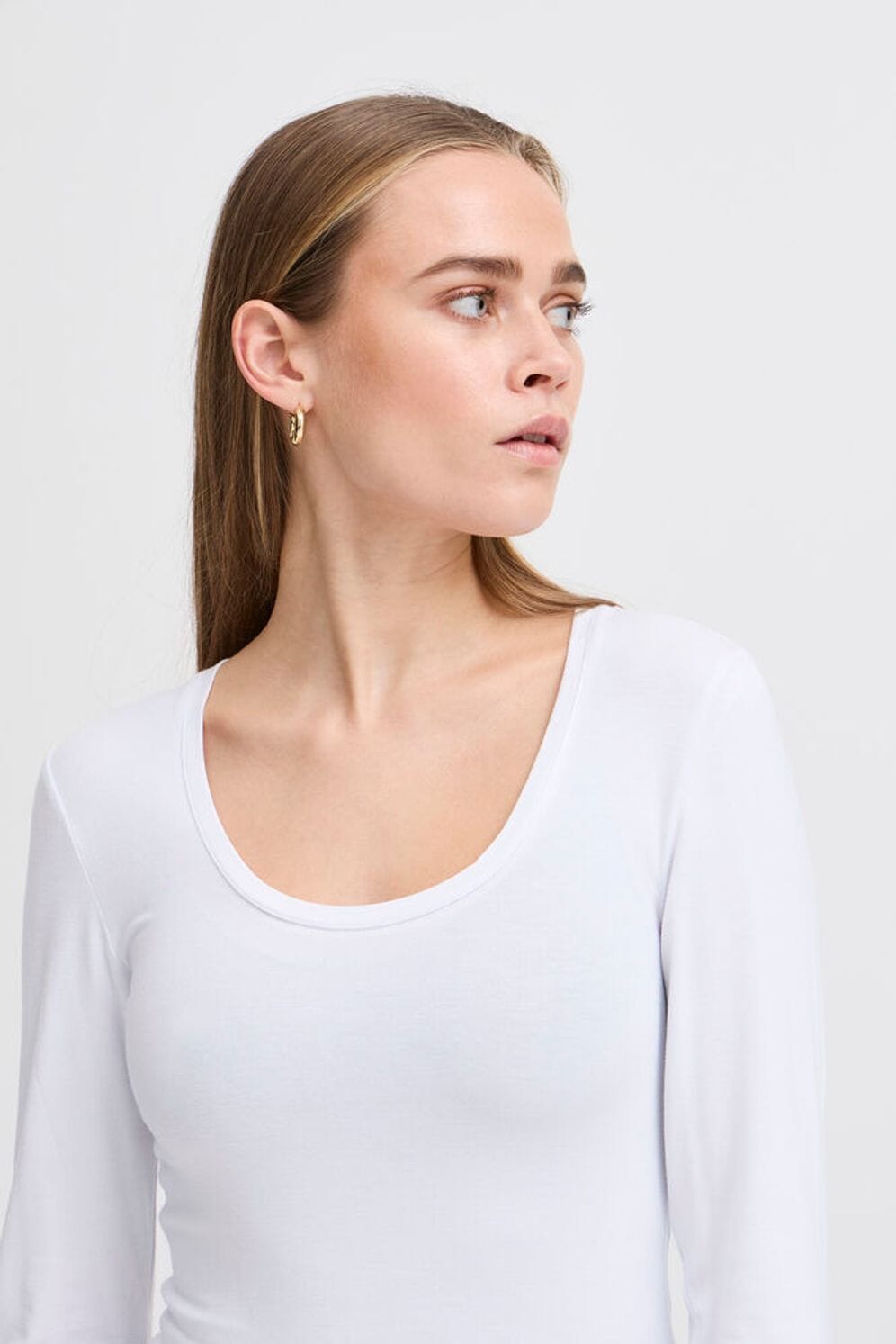 scoop neck white layering top, ICHI